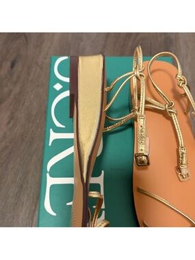 J. Crew Gold Strappy Flat Sandals